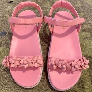 Prada Pink Patent Leather Platform Flower Sandals - Size 37.5 (US 7.5)